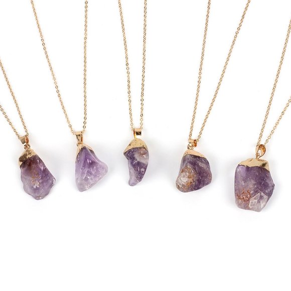 Amethyst Purple Crystal Pendant Necklace - Picture 2 of 12